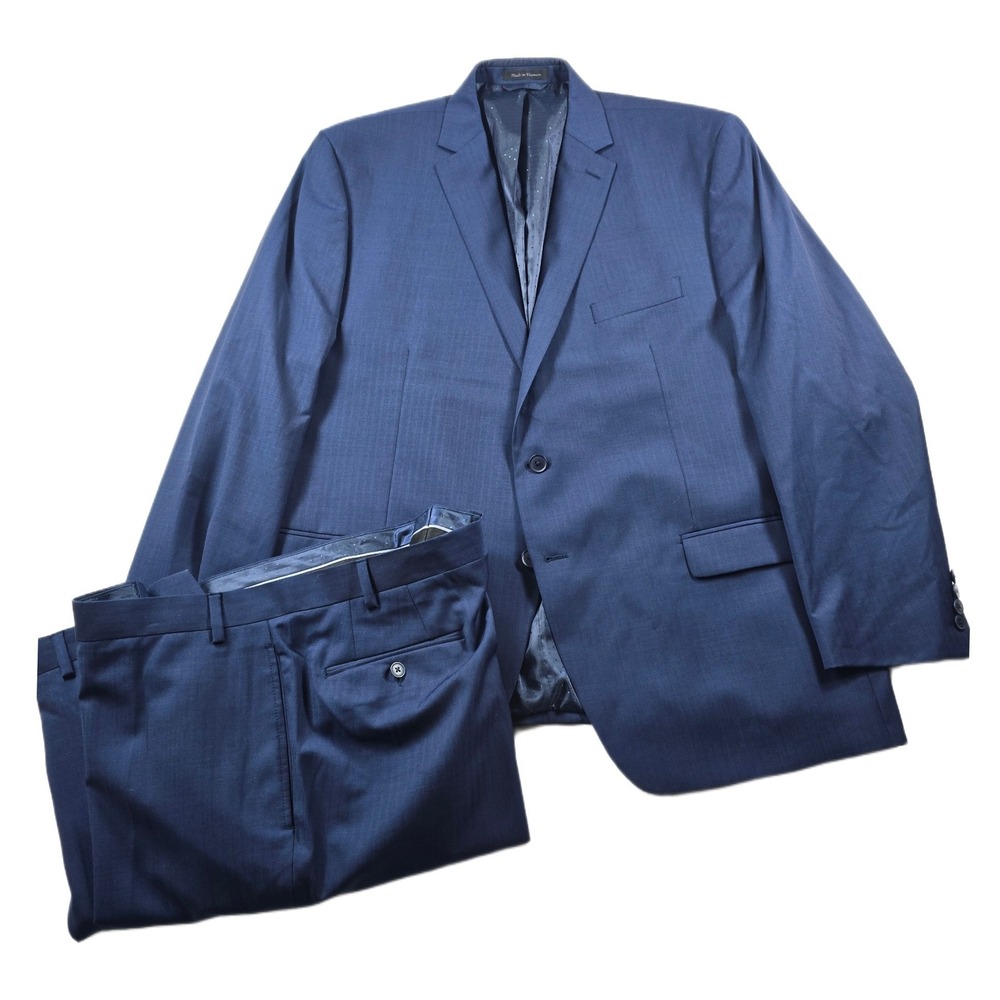 Michael Strahan Suit Set Mens 50R 2 Piece Pants 44x30 Navy Blue Wool Blend